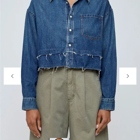 NWT! This season’s Moussy Vintage Blue Denim Tiered Leipsic Top - Picture 7 of 7